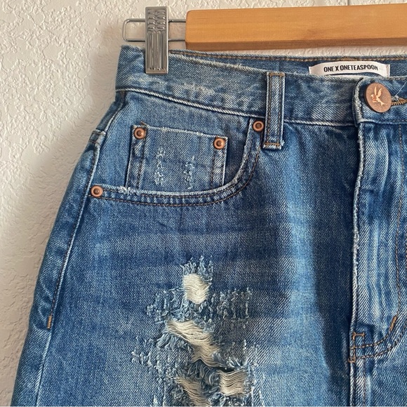 One Teaspoon  Mini High Waist Denim Skirts - Picture 8 of 9